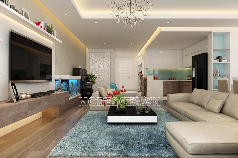 Ghế sofa góc da màu be